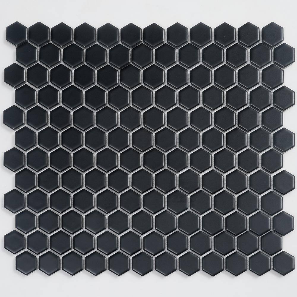 Black Matte Hexagon Porcelain Mosaic Tile for Kitchen and Bathroom