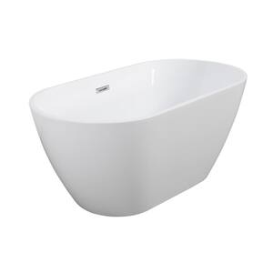 59 in. x 29 in. Acrylic Soaking Bathtub with Center Drain in White
