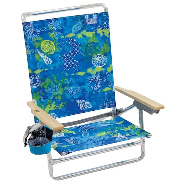 Rio Classic 5-Position Aluminum Lay-Flat Lounge Beach Chair with Baja Boho Shells