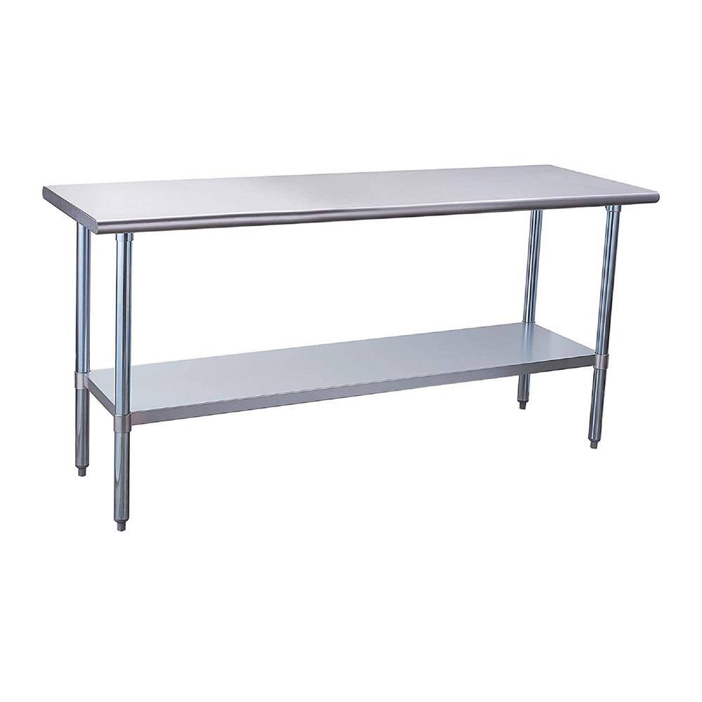 Silver Stainless Steel 60 in. Kitchen Prep Table with Adjustable Device XJ8260SL The Home Depot