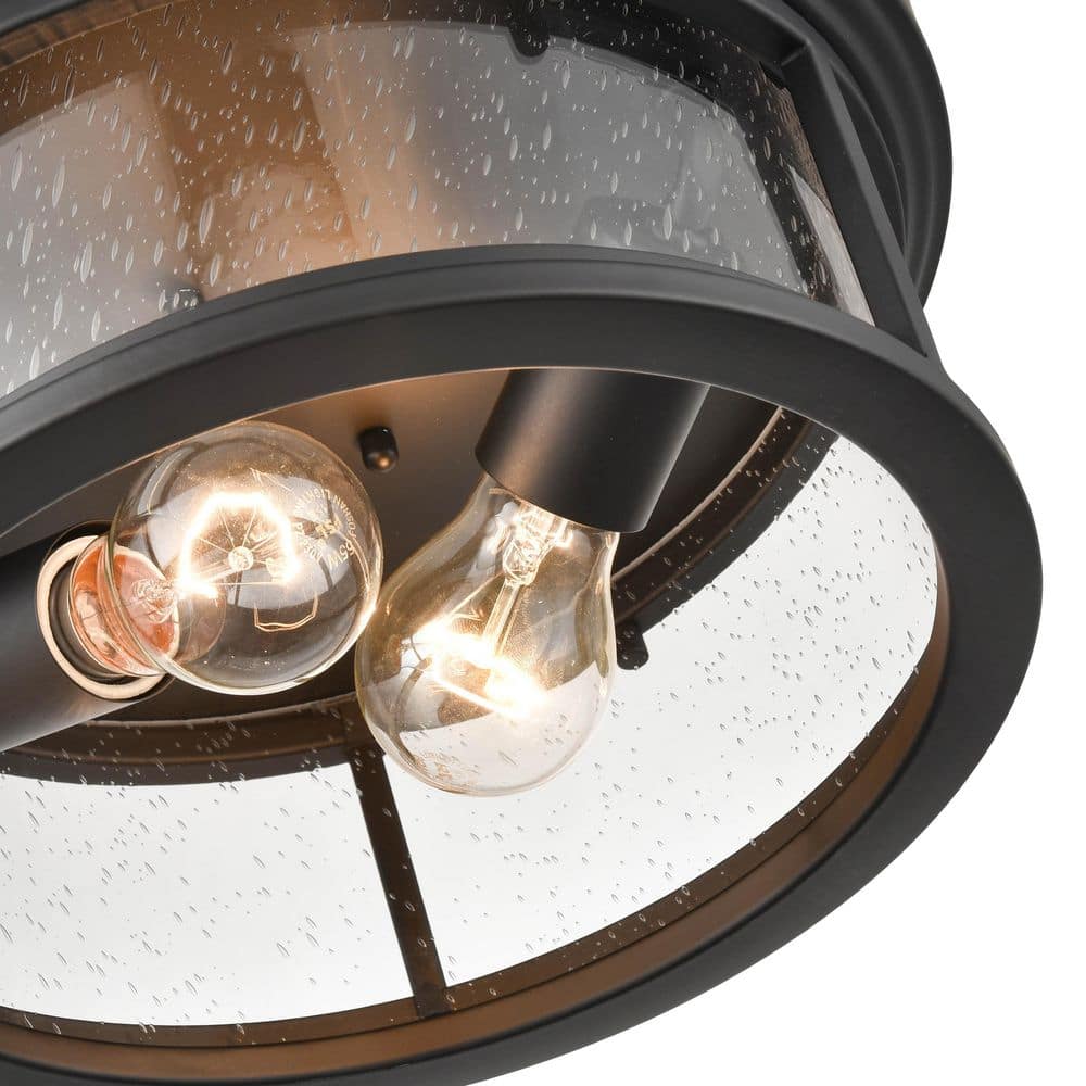 Bresley 12" Black Glass 2-Light Flush Mount