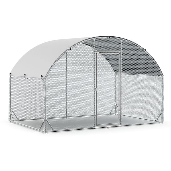 GOGEXX 10 ft. L x 6.5 ft.W x 6.4 ft.H Large Metal Chicken Coop Steel Wire Net Cage Poultry Cage With Waterproof Cover Outdoors