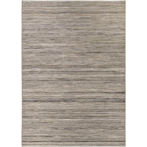 Cape Hinsdale Light Brown-Silver 7 ft. x 10 ft. Striped Indoor/Outdoor Area Rug