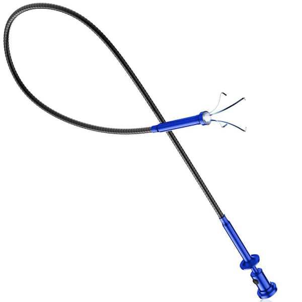 28.34 in. Magnetic 4-Claw Grabber Tool Flexible Bendable Hose Reacher with LED Light Handy Sweeper Blue