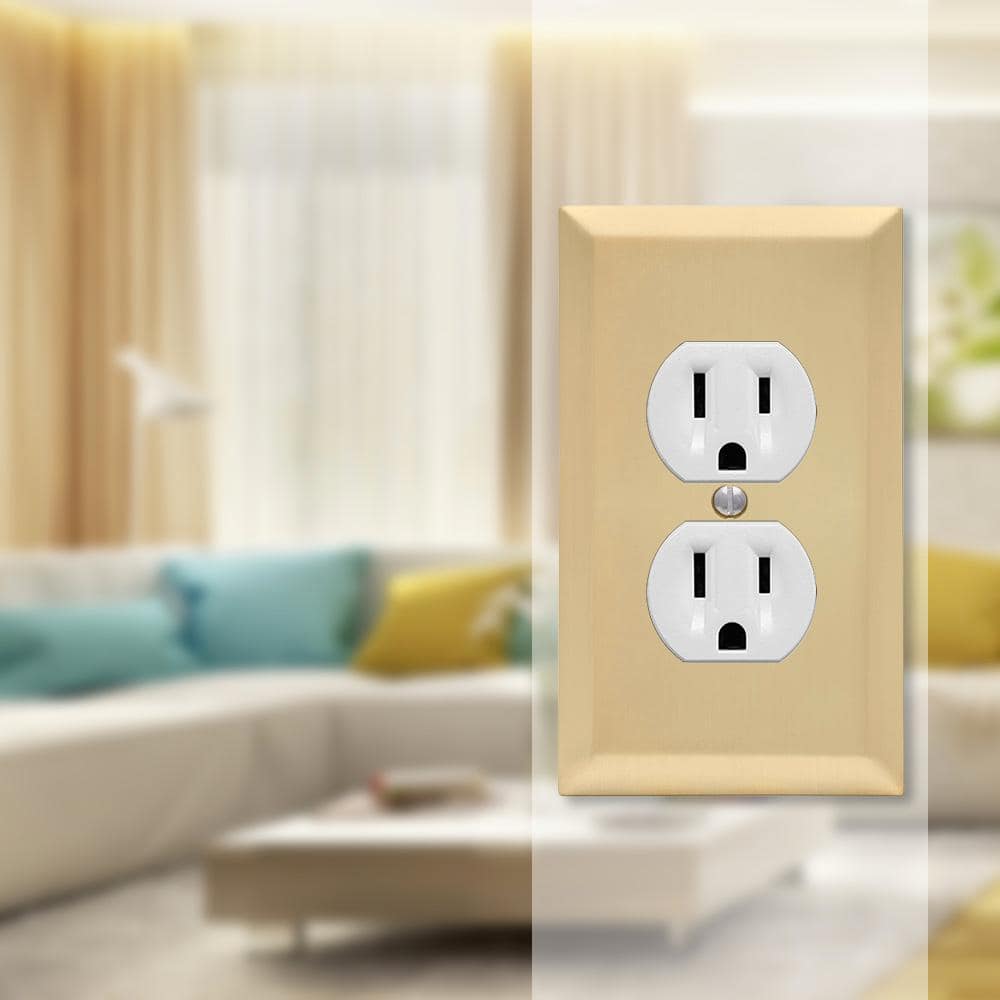 Amerelle Satin Brass 2-Gang Stamped Steel Duplex Wall Plate