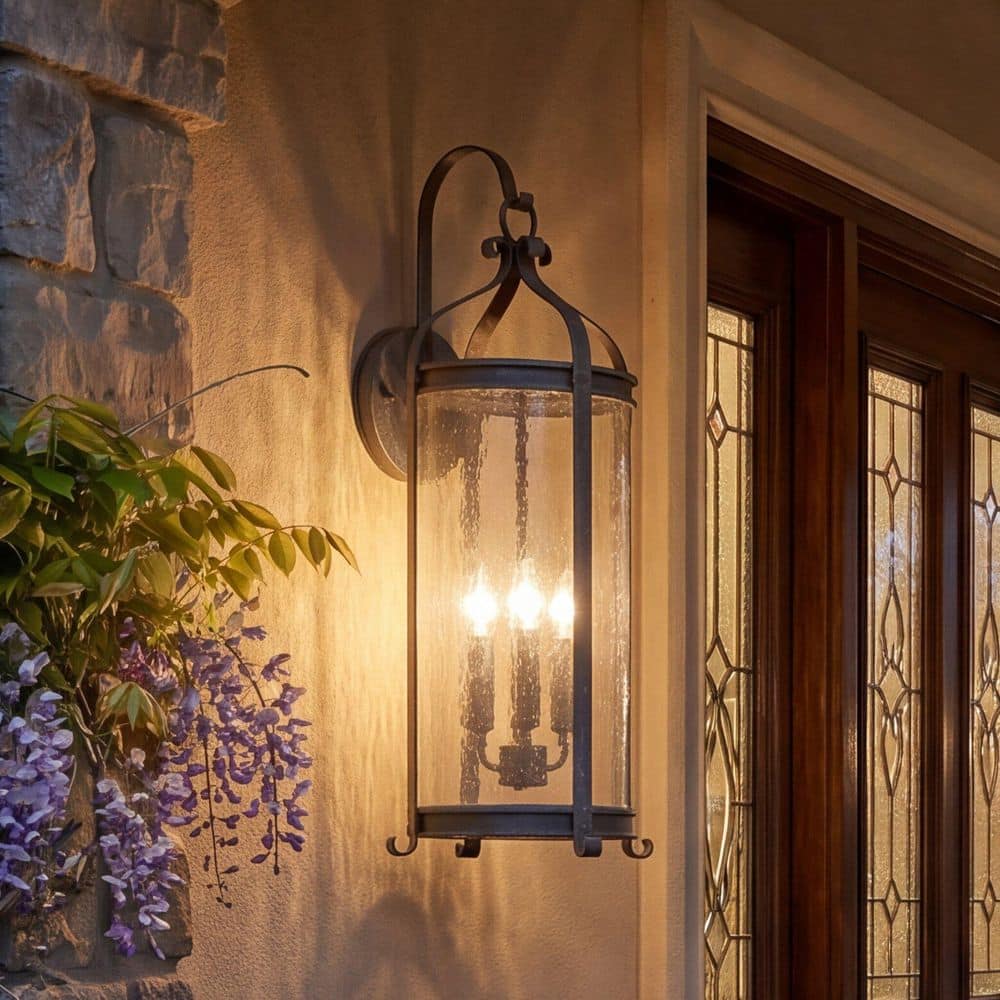 Preston 10.5 in. W x 26 in. H 3-Light Iron Oxide Hardwired Outdoor Wall Lantern Sconce with No Bulbs Included price history on PriceWatchPro