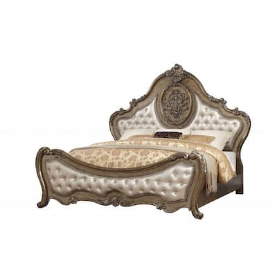 Acme Furniture Varian Burgundy and Mirrored Queen Bed 27370Q - The Home  Depot