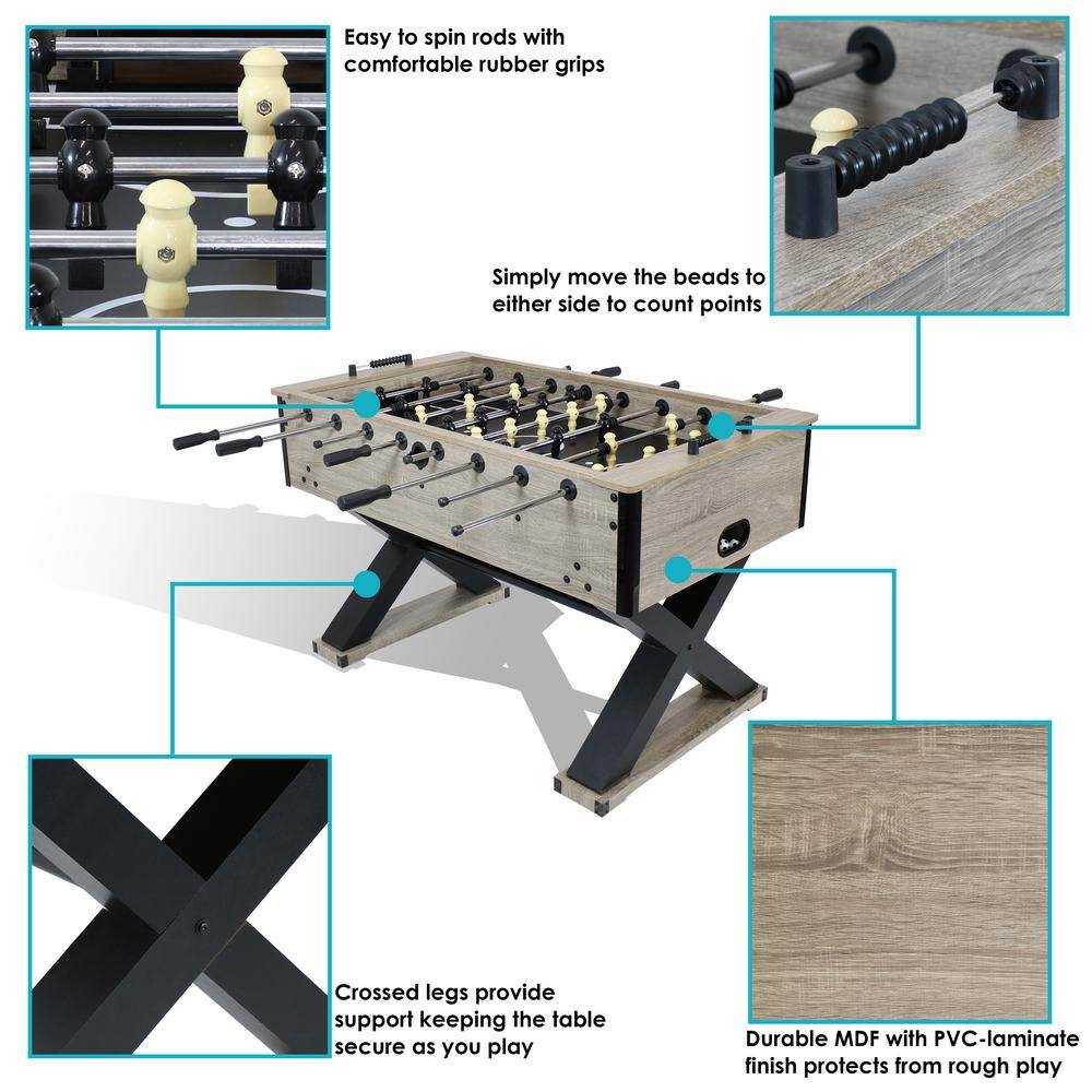 Gray Distressed Wood Indoor Foosball Table with Black Legs