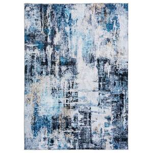 Rue Blue and White 8 ft. x 10 ft. Abstract Design Soft Polyester Fabric Rectangular Floor Area Rug