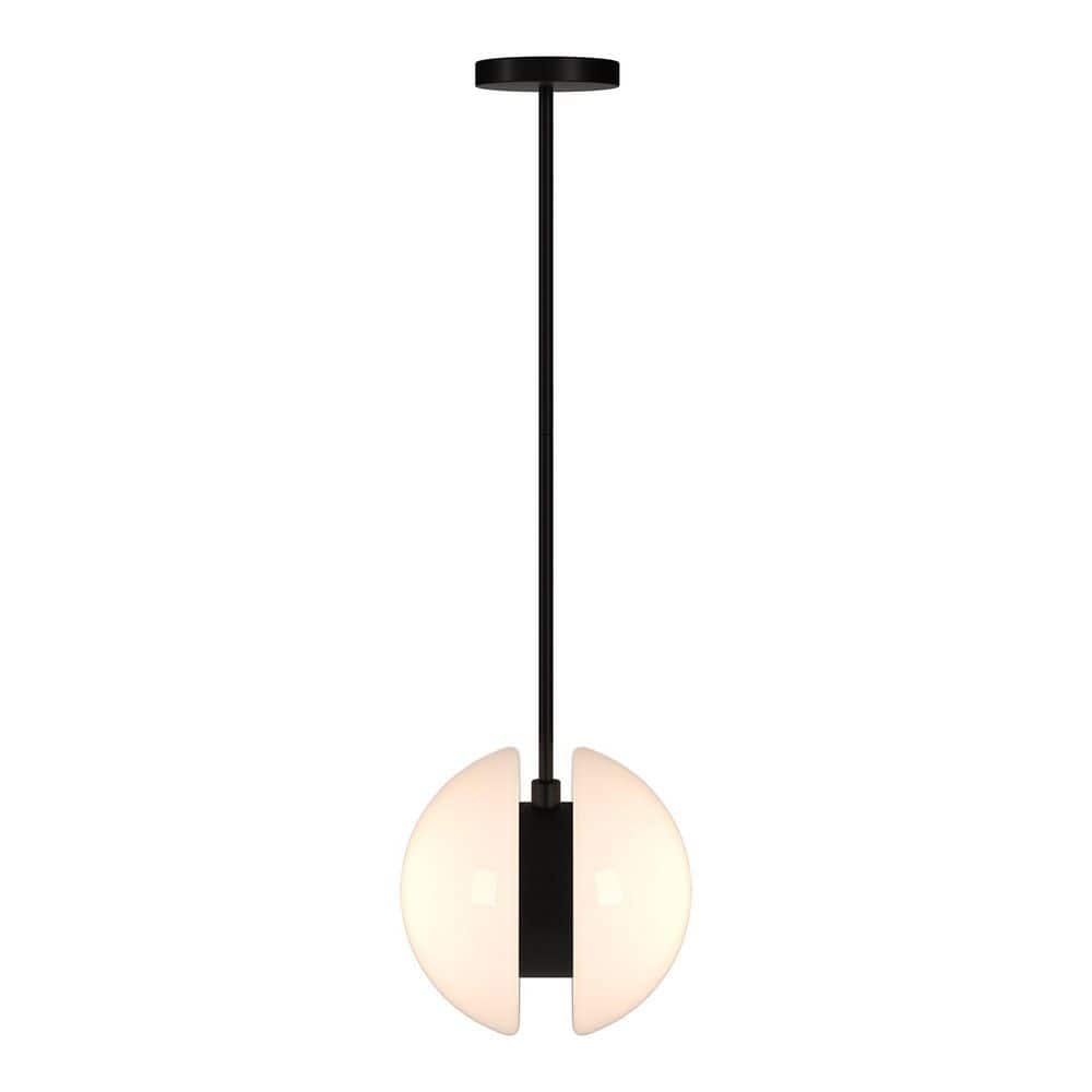Kyriana 40-Watt 2-Light Matte Black Pendant Light with White Glass Shade price history on PriceWatchPro