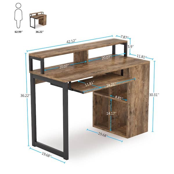 Tribesigns Small Square Computer Desk Set of 2, 82.66 Extra Long Home  Office Desk, Double Office Desks with Brown and Black Splice Board, Free