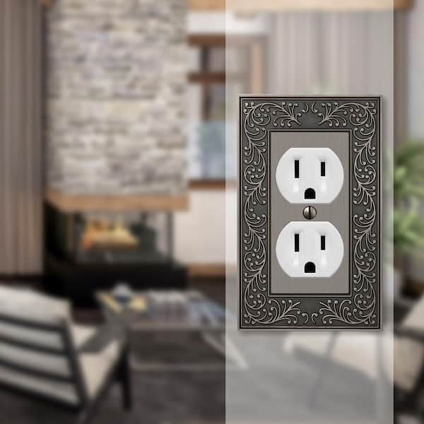 English Garden 1 Gang Duplex Metal Wall Plate - Antique Nickel