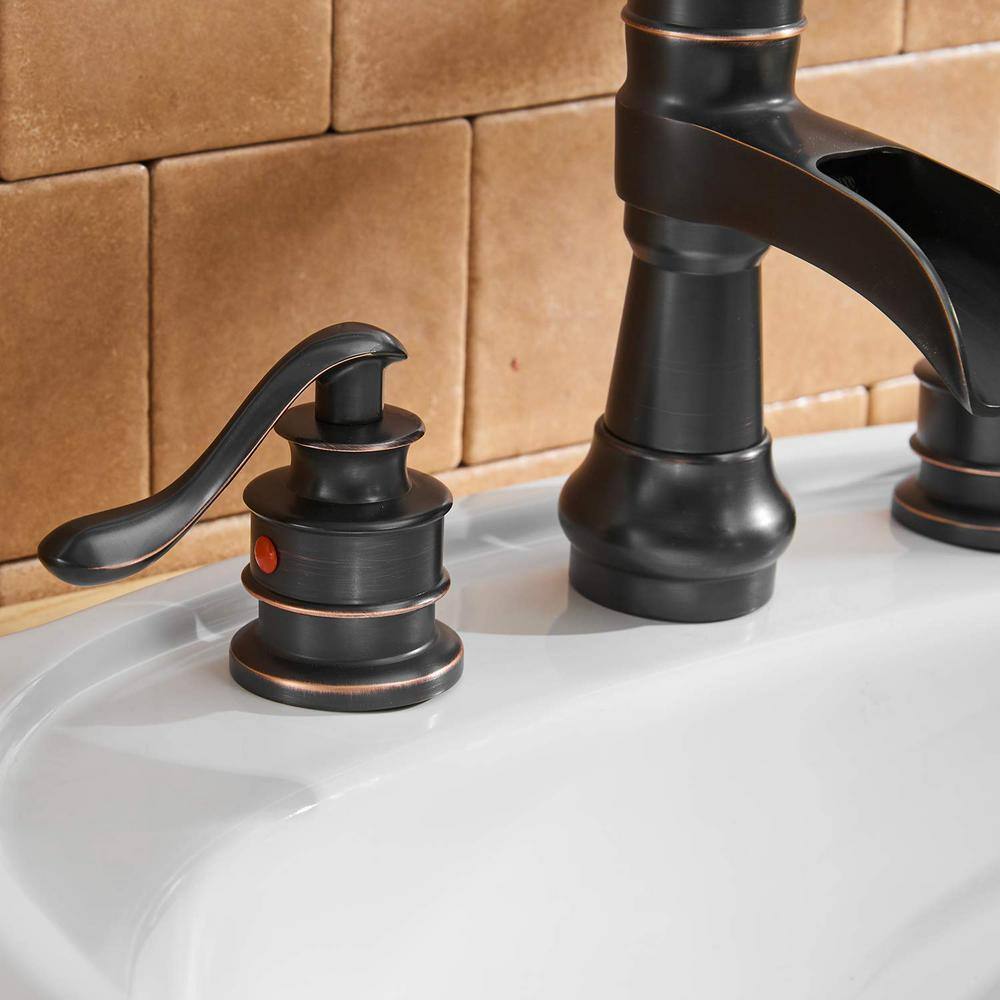 Oil-Rubbed Bronze 8-Inch Waterfall Widespread Bathroom Faucet