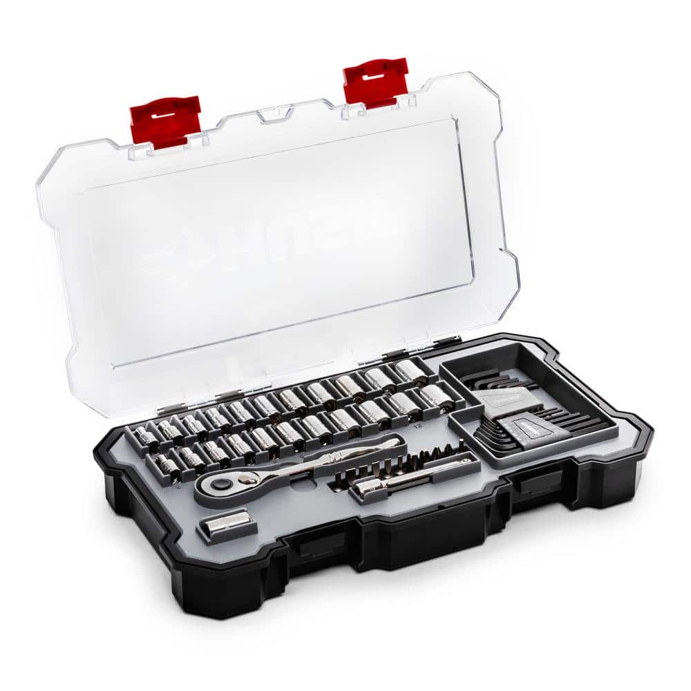 1/4 in. Drive Ratchet and Socket Set in Build-Out Case (50-Piece)