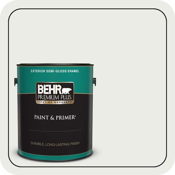 BEHR PREMIUM PLUS 1 gal. Designer Collection #DC-002 Statement White Semi-Gloss Enamel Exterior Paint & Primer