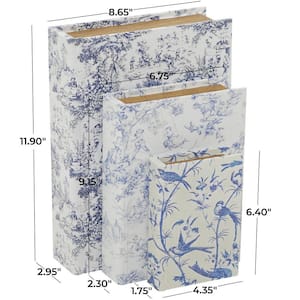 Rectangle Canvas Faux Book Box with Varying Patterns (Set of 3)