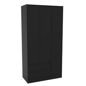 Black Armoire with 3-Doors/2-Drawers 70 in. H x 36 in. W x 17.5 in. D