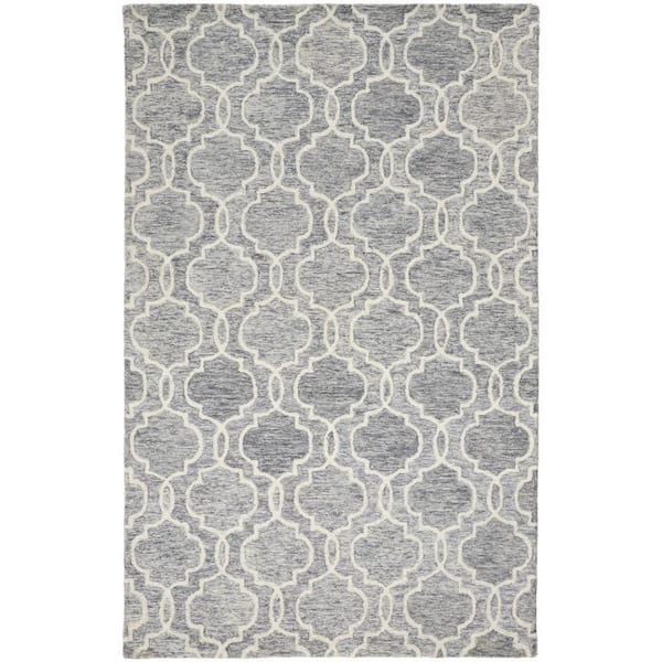 HomeRoots Ivory, Gray Floral 12 ft. x 15 ft. Area Rug