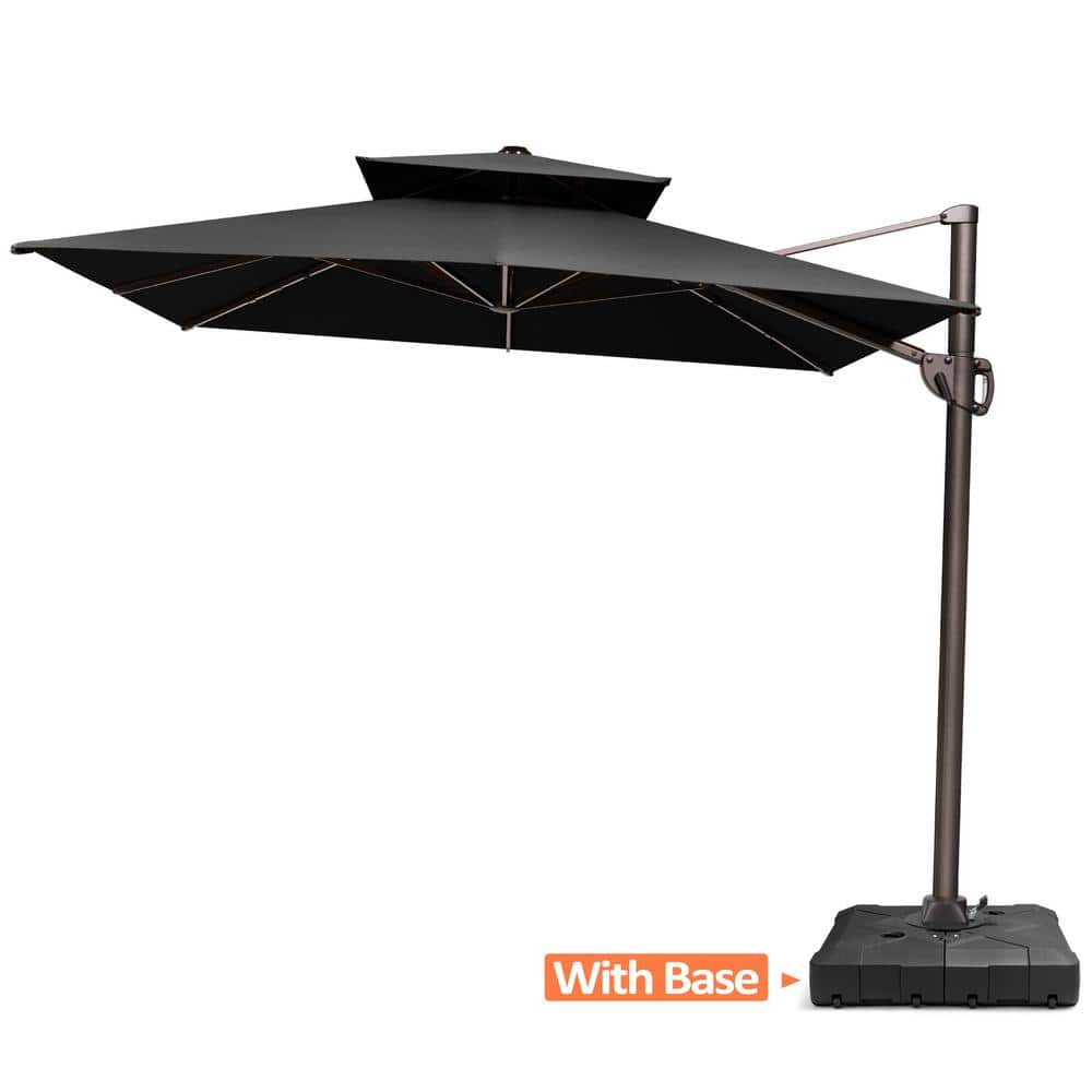 11.5 ft. x 9 ft. Rectangular Double Top 360° Swivel Cantilever Patio Umbrella in Black with 260 lbs. Umbrella Stand price history on PriceWatchPro