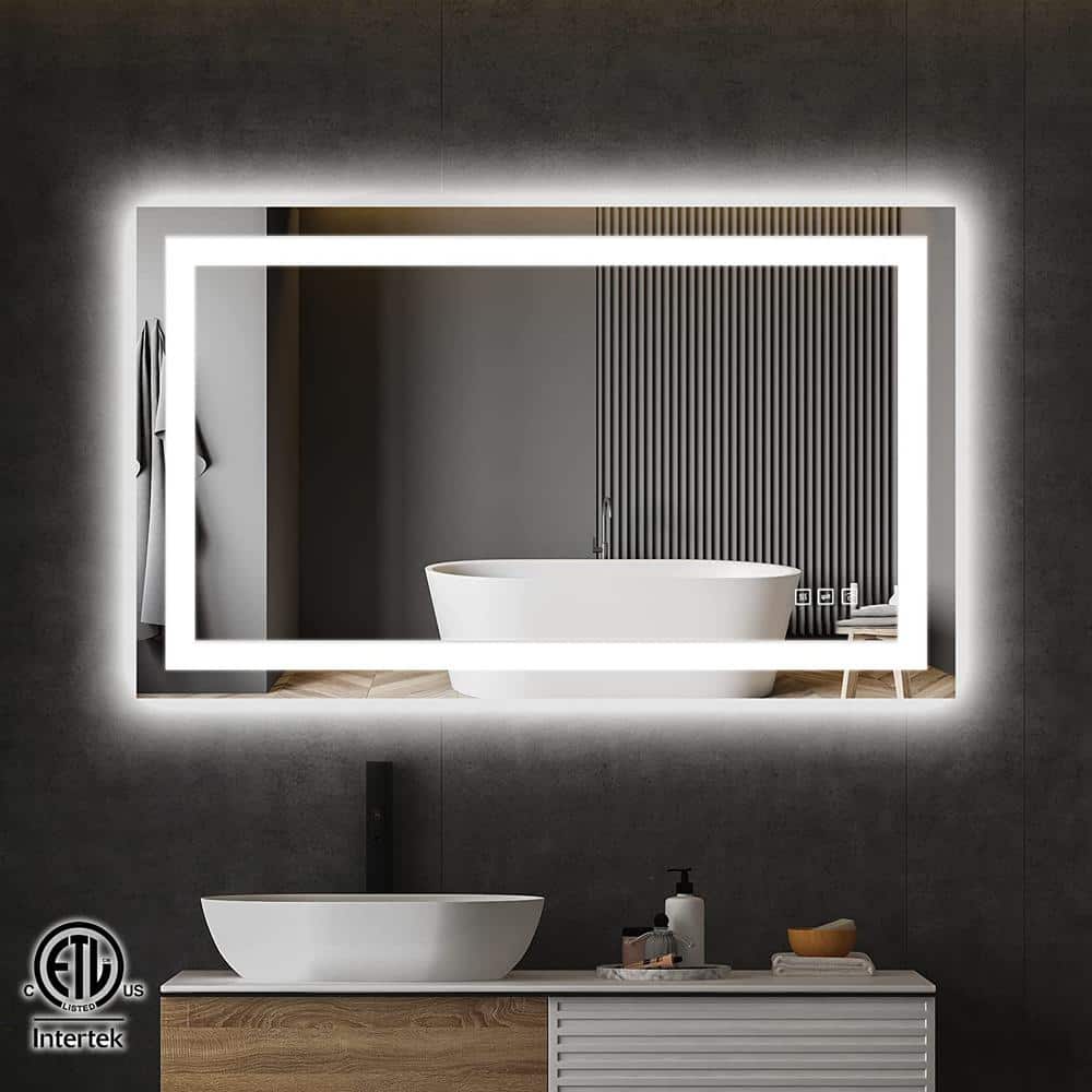 Dextrus 40 inch x24 inch LED Mirror for Bathroom Lighted Mirrors,Wall Mount Bathroom Vanity Mirror with Lights, Gradient Front and Backlit Double LED
