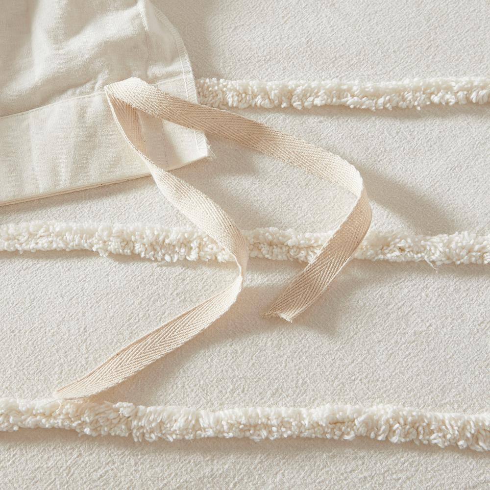 Ivory Cotton Chenille King/Cal King Duvet Cover Set
