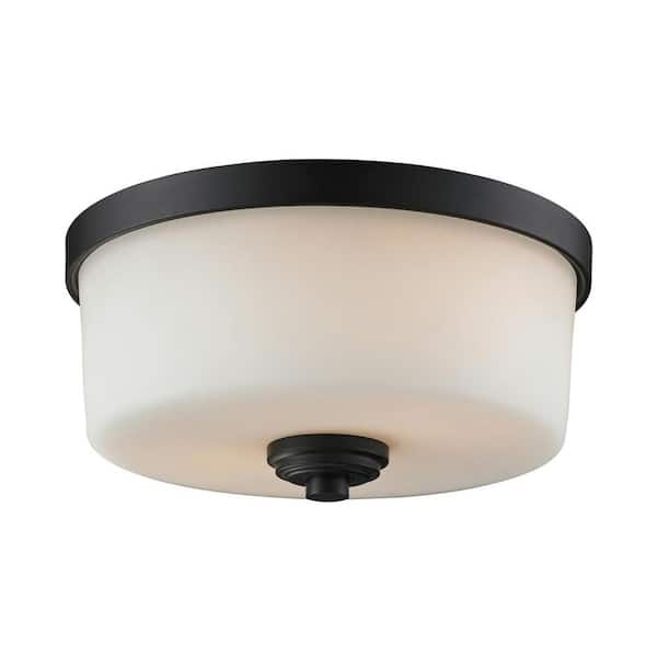 Unbranded Lawrence 2-Light Oil-Rubbed Bronze Incandescent Ceiling Flush Mount