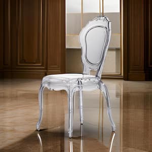 Clear Smoke Finish Dining Chair with Classic Curved Backrest