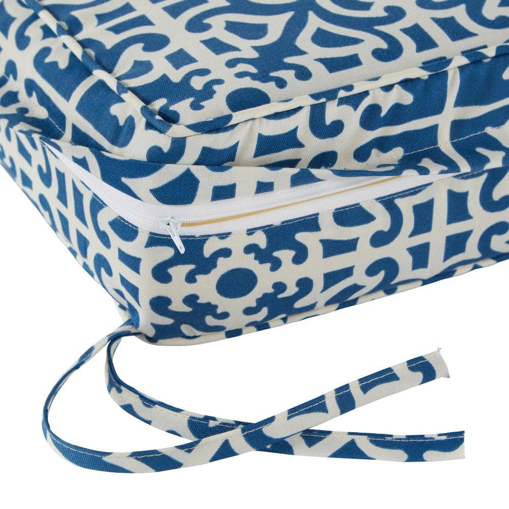 Indigo Lattice 24" Box Foam Fill Outdoor Chair Cushion Set