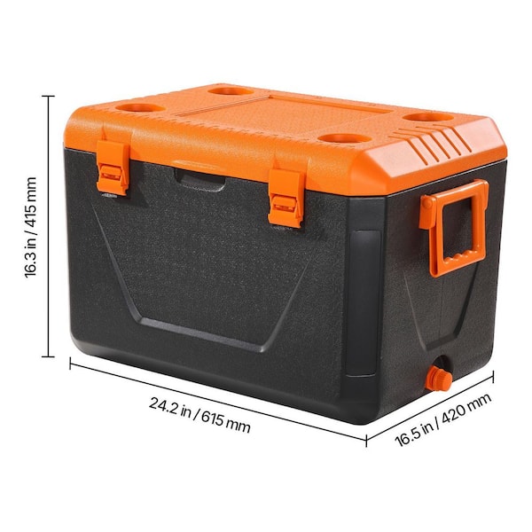 63 qt. 90 Can Large Capacity Insulated Hard Cooler Chest, Plastic