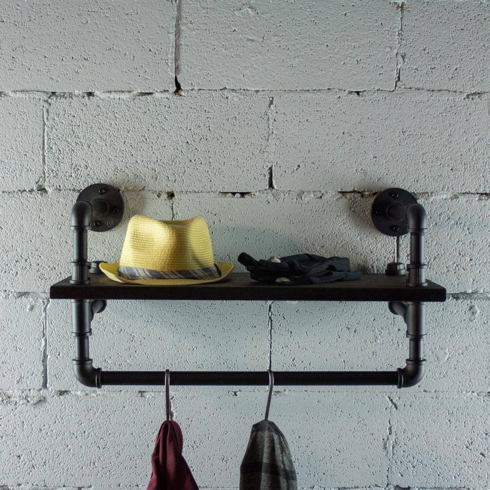 Reclaimed Wood Csr1 Bl The Home Depot, Black Pipe Wall Shelves