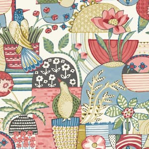 Fika Blue Rose Blissful Birds and Blooms Wallpaper Sample