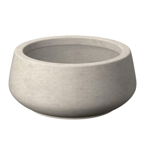 11.5 in. Medium Light Gray Concrete Round Planter / Pot with Drainage Holes