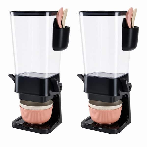 2-Pack 5.5 qt. Countertop Cereal Dispenser with Bowls, Spoons, Cutlery Box, Dry Food Dispenser, Snack Organizer, Black