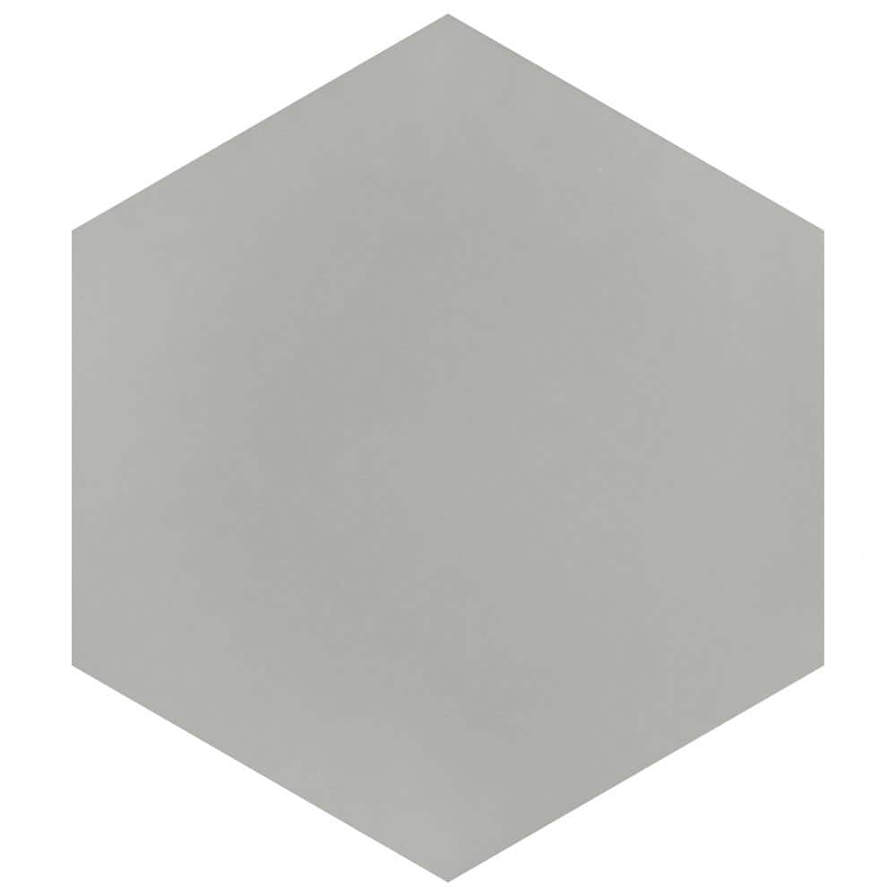 Merola Tile Textile Basic Hex Silver 8-5/8 in. x 9-7/8 in. Porcelain Floor and Wall Tile (598.0 sq. ft./Pallet), Silver / Medium Sheen