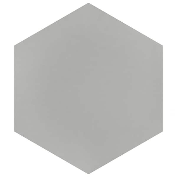 Merola Tile Textile Basic Hex Silver 8-5/8 in. x 9-7/8 in. Porcelain ...