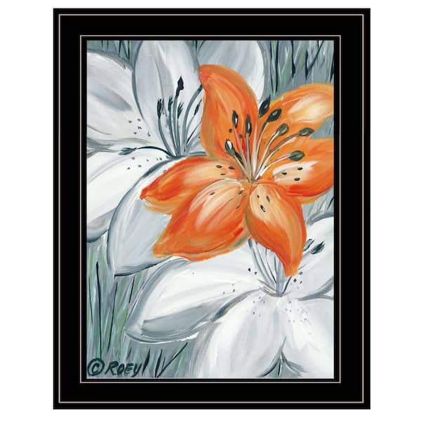 HomeRoots Charlie Tiger Lily in Orange 1-Piece Framed Wall Art 19 in. x 15 in.