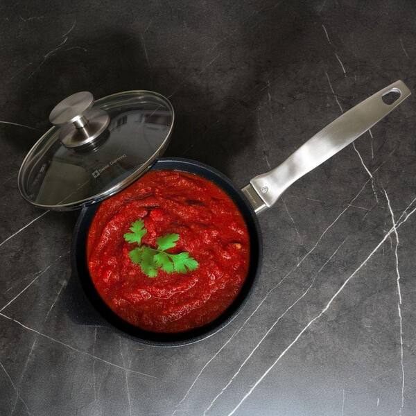 CDX 2.2 qt. Nonstick Ceramic Saucepan 7 in. Glossy Black