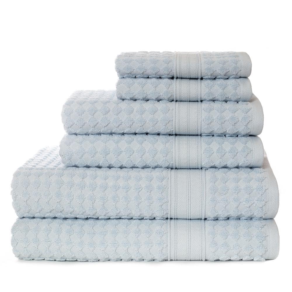 Set of Diamond Turkish Towels, Navy Blue Guest Bath Towel Set
