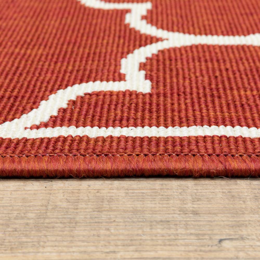 Red and White Striped Polypropylene Outdoor Rug, 7'10" x 10'10"