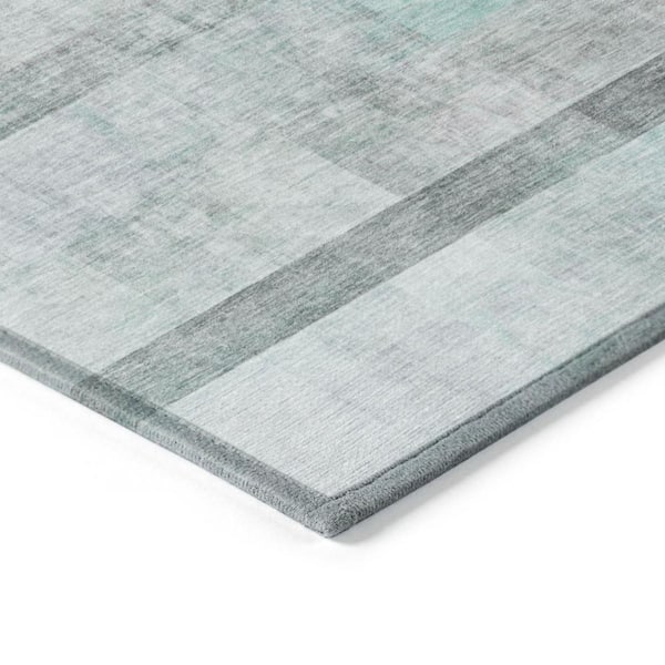 Teal 10 ft. x 14 ft. Woven Solid Color Rectangle Indoor/Outdoor Area Rug