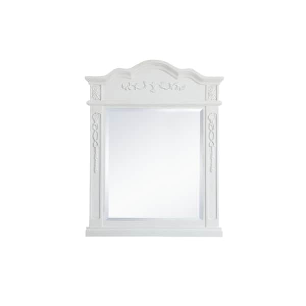 Unbranded Timeless Home 28 in. W x 36 in. H Traditional Wood Framed Rectangle Antique White Mirror