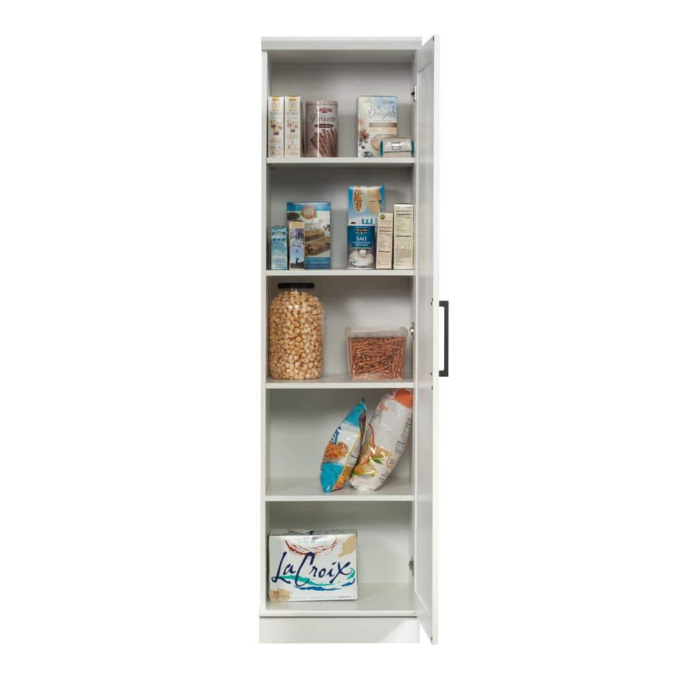 Soft White Tall Kitchen Storage Cabinet with Adjustable Shelves