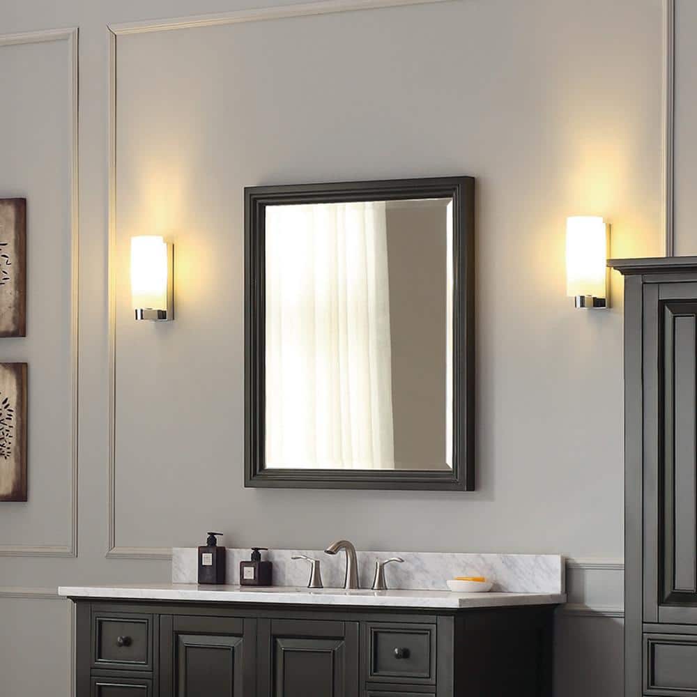 Charcoal Glaze Rectangular Wood Bathroom Vanity Mirror
