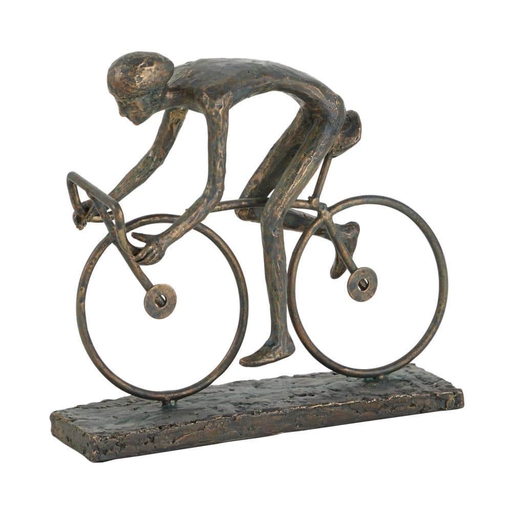 Bronze Cyclist 11" Metal Sculpture with Artistic Ambiance