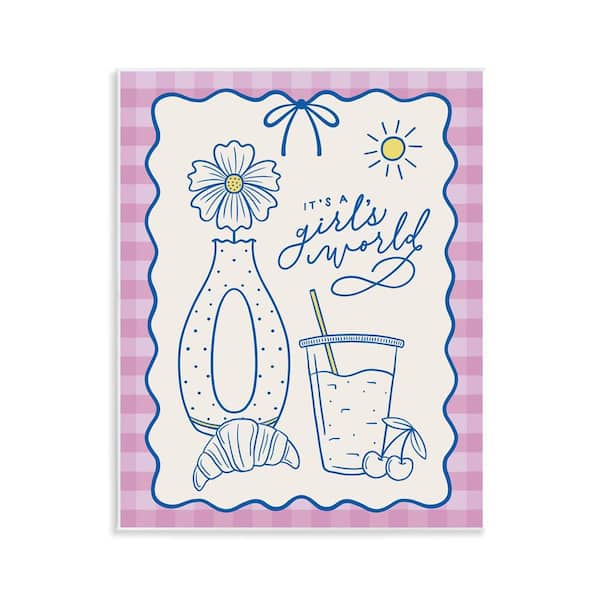 Stupell Industries Girl's World on Plaid by Jalynn Heerdt Unframed Food Graphic Art Print 14 in. x 11 in.