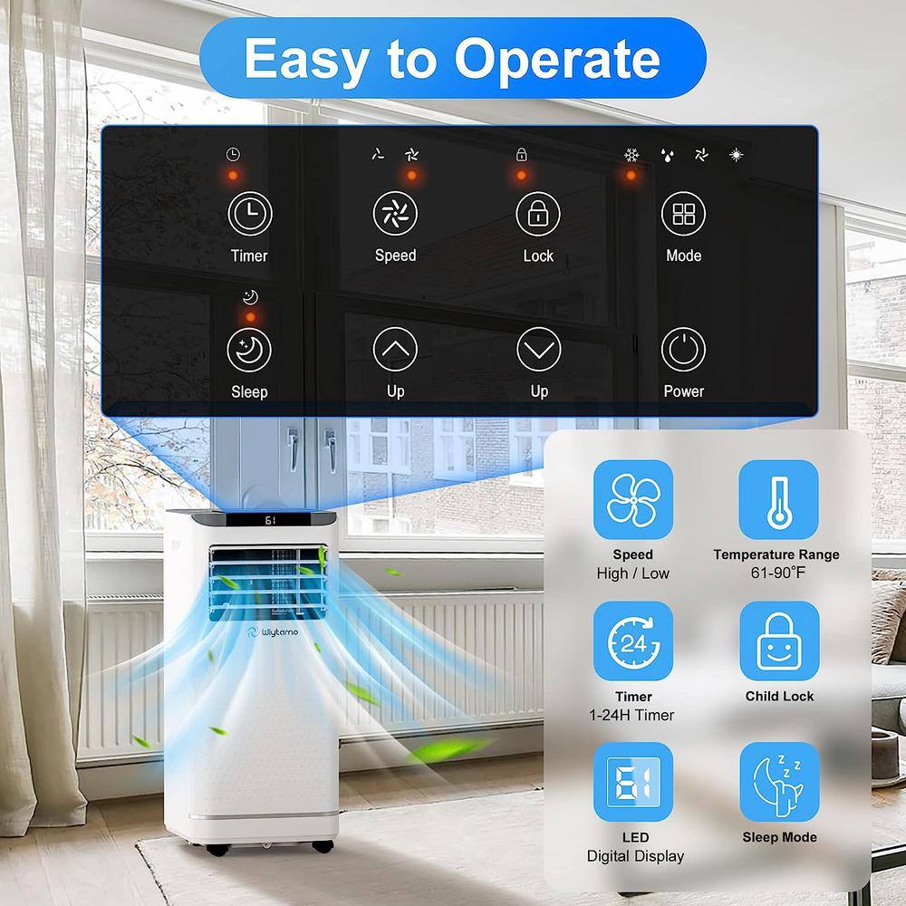 White 10,000 BTU Portable Air Conditioner with Heater and Remote