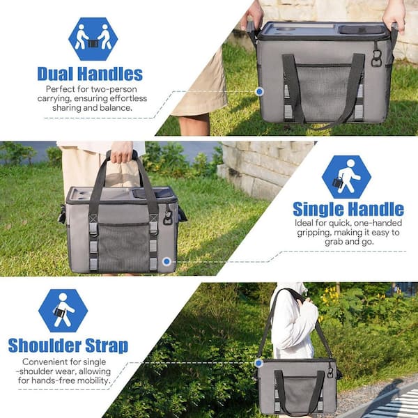 Misopily 42 qt. Soft and Hard Shell Cooler Bag with Cup Holders