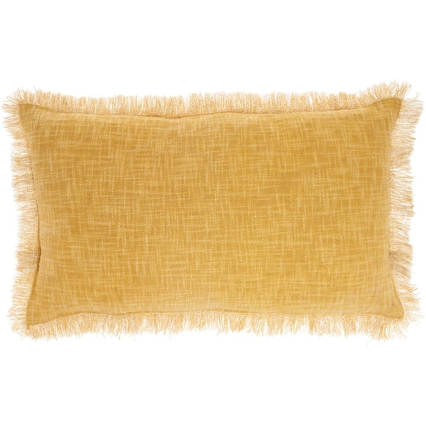 57 GRAND BY NICOLE CURTIS Nicole Curtis Yellow Removable Cover 14 in. x 24 in. Rectangle Throw Pillow