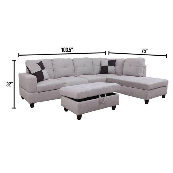 Left Facing Chaise Sectional Sofa, Sectional Sofa Grey Microfiber