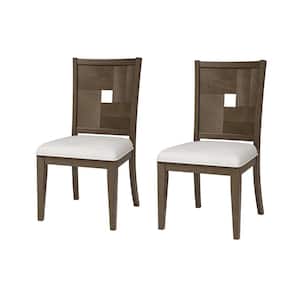 Anisa Distressed Brown Upholstered Rubber Solid Wood Dining Chair (Set of 2)